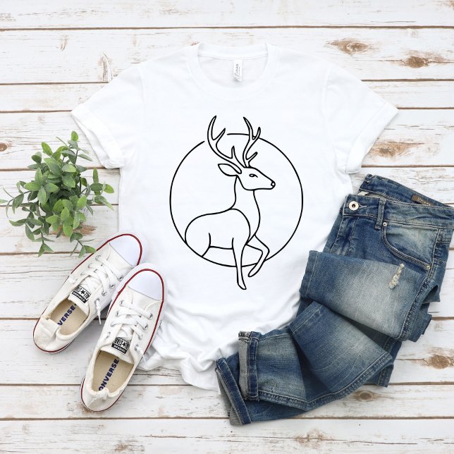 Camiseta Minimalist Deer Line Art – Forest Animal Art (Criador carregado)