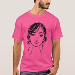 Camiseta Minimalist Female Face Line Art Portrait