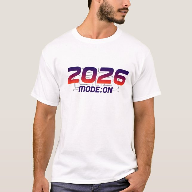 Camiseta Minimalist futuristic font: ‘2025 MODE: ON’, glowi (Frente)