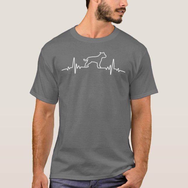 Camiseta Minimalist Heartbeat American Staffordshireerrier  (Frente)
