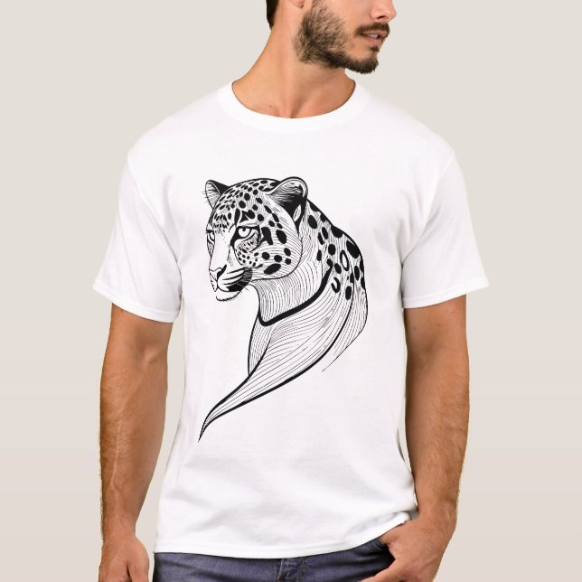 Camiseta Minimalist Leopard Line Art – Wild and Majestic Bi (Frente)