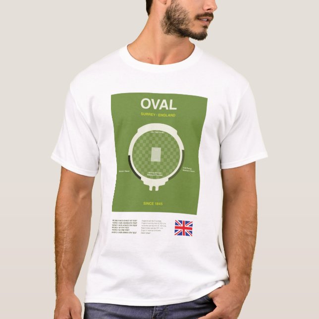 Camiseta Minimalist Oval Cricket Ground Line Print Tee (Frente)