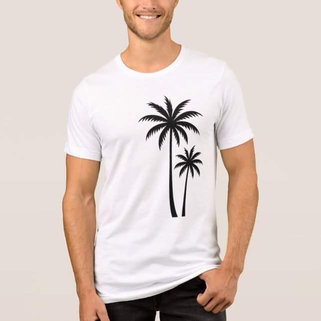 Camiseta Minimalist Tropical Palm Trees Silhouette Art Tee (Frente)