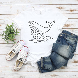 Camiseta Minimalist Whale Line Art – Ocean Animal 