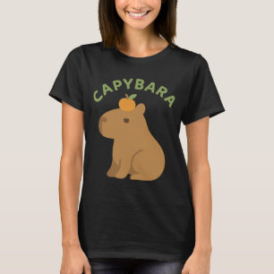 Camiseta Minimalista Capybara Com Laranja No Memo Da Corte
