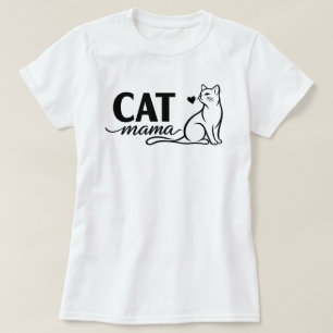 Camiseta Minimalista Cat Mama - Gato de Linha Artí
