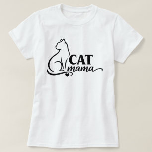 Camiseta Minimalista Cat Mama - Gato de Linha Artí