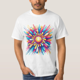 Camiseta Minimalista com Desenho de Explosão Solar