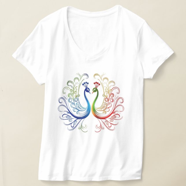 Camiseta minimalista com pavão (Postura )