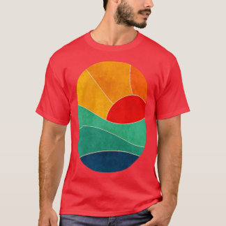 Camiseta minimalista das ondas do oceano