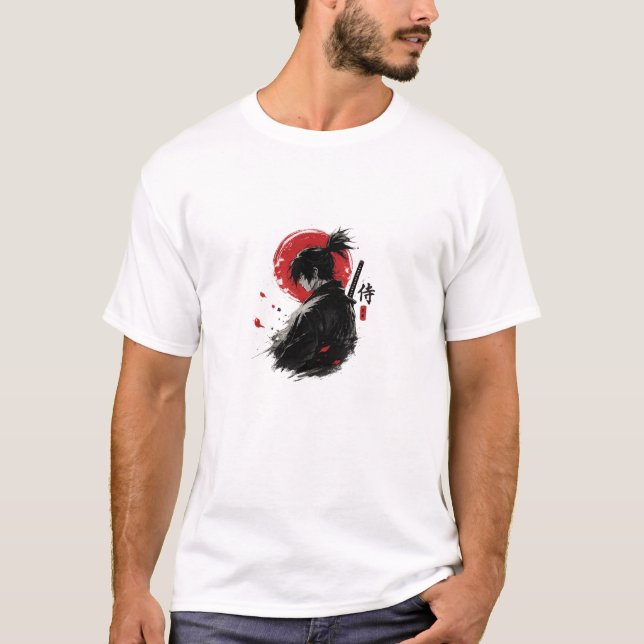 Camiseta Minimalista de Anime Samurai Japonês  (Frente)