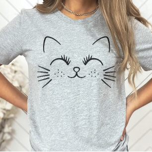 Camiseta Minimalista De Cara De Gatinho Bonita, Ta