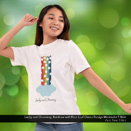 Camiseta Minimalista de folga do Arco-Íris 4 Folha, Sortudo