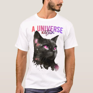 Camiseta Minimalista de Gato Preto – Estética Góti