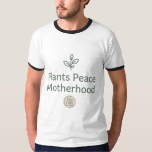Camiseta Minimalista de Mãe e Paz das Plantas Desi