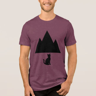 Camiseta Minimalista de Montanha e Silhueta de Gat
