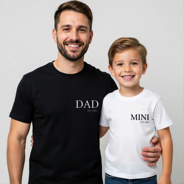 Camiseta Minimalista de Pai | Ano de NASC DO FILHO (Criador carregado)