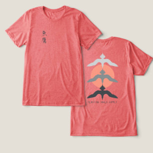 Camiseta Minimalista Falcão Japonês Ukiyo-e Estilo Vermelho