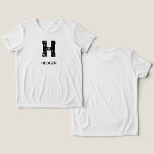 CAMISETA MINIMALISTA LETRA ÚNICA PRETA MONOGRAMA NOME BRANC