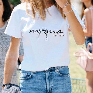 Camiseta Minimalista Mamãe Letreiro Com Arco Mulheres