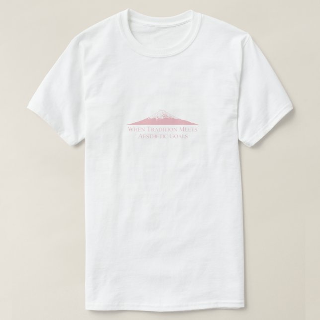 Camiseta Minimalista Monte Fuji – Rosa Pastel (Frente do Design)
