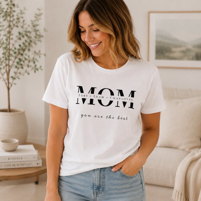 Camiseta Minimalista Nome da Mãe Personalizada (Criador carregado)
