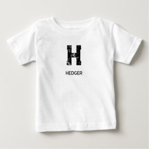 CAMISETA MINIMALISTA PRETA MONOGRAMA DE UMA LETRA NOME BRAN