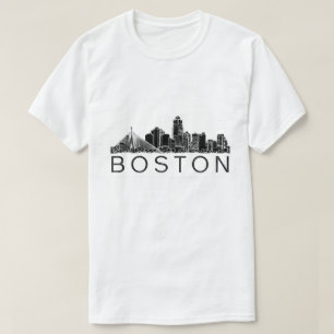 Camiseta minimalista Skyline de Boston   Skyline da Cidade 