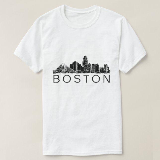 Camiseta minimalista Skyline de Boston | Skyline da Cidade  (Frente do Design)