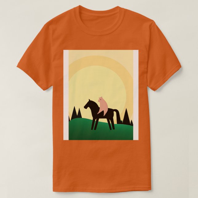 Camiseta Mínimo de Cavalo Ancorante de Gato (Frente do Design)