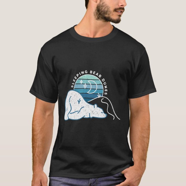 Camiseta Mínimo de Dunas do Urso Dormindo Retro Sunset Mich (Frente)