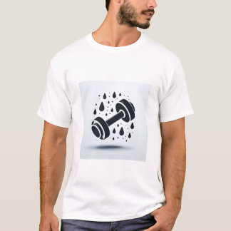 Camiseta Mínimo Haltere e Gotículas de Suor Motivação Fitne
