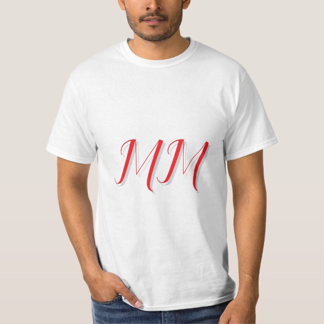 Camiseta Mínimo Moderno da Caligrafia Monograma (Frente)