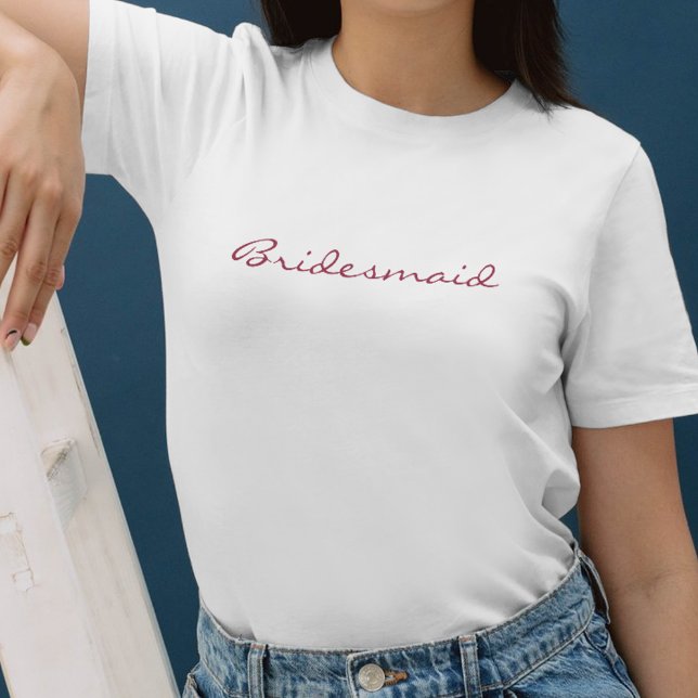 Camiseta Mínimo Rosa e White Bridesmaid Simples (Criador carregado)