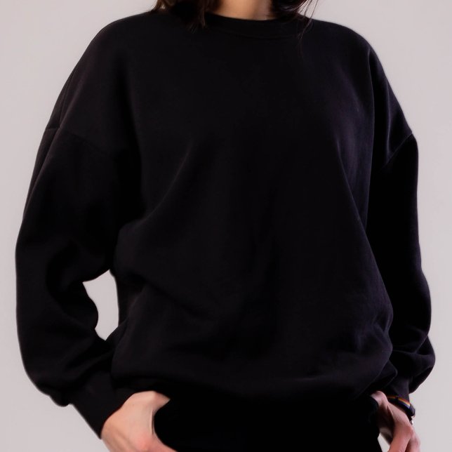Camiseta Mínimo Simples de Cor Sólida Preta Jet (jet black solid color sweatshirt for women)