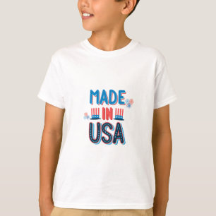 Camiseta Mínimo Vermelho Azul Feito No Dia Da Independência