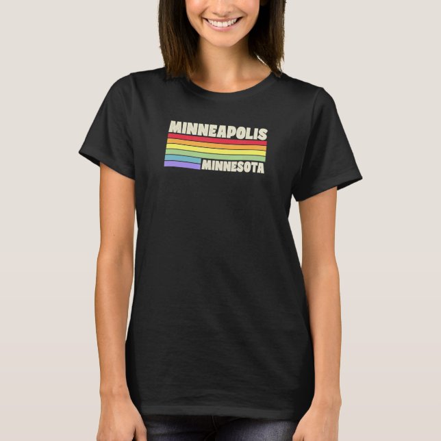 Camiseta Minneapolis Minnesota Pride Rainbow Flag Orgulho g (Frente)