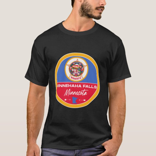 Camiseta Minnehaha Fala Crachá de Bandeira do Estado do Min (Frente)