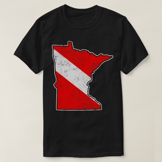 Camiseta Minnesota Dive Flag Scuba Merge State Map Dive Fl (Frente do Design)