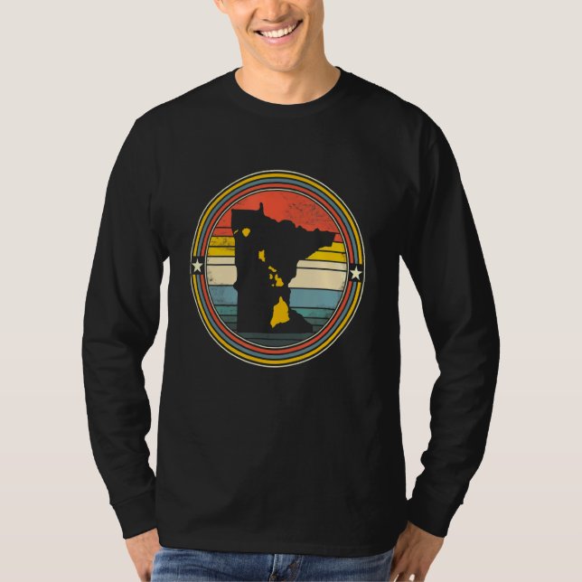 Camiseta Minnesota Hawaii Roots Origine State Map Retro (Frente)