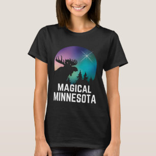 Camiseta Minnesota Moose Norte Aurora Borealis Luz Mi
