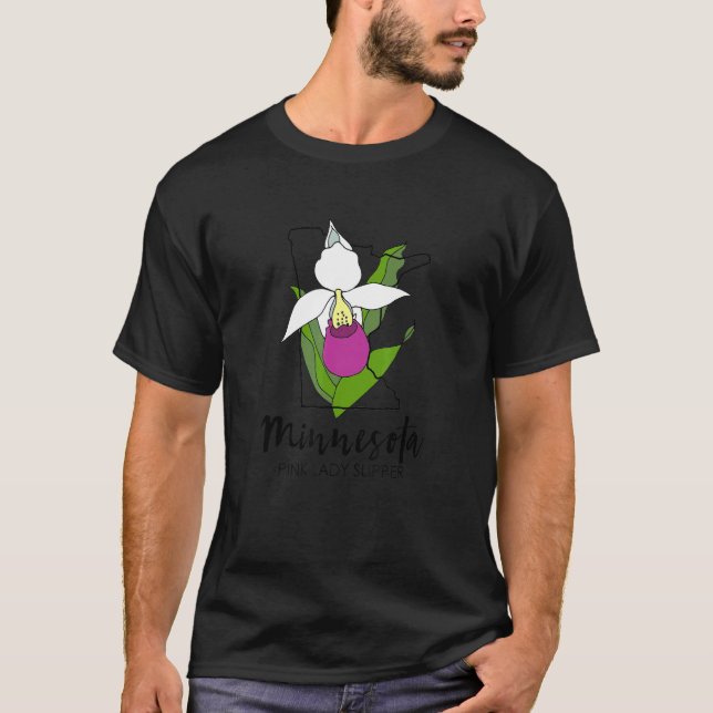 Camiseta Minnesota Rosa Lady Slipper Flor (Frente)
