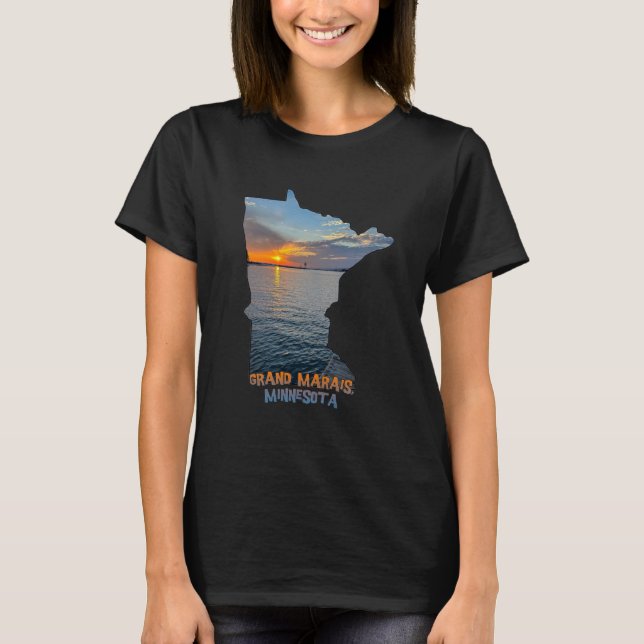 Camiseta Minnesota State Outline Grand Marais Sunset  1 (Frente)
