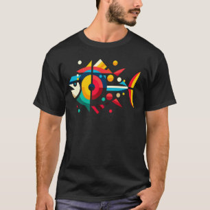Camiseta Minorização Geométrica Moderna Ilustração de Peixe