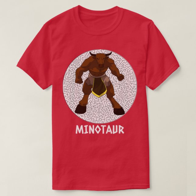 Camiseta Minotauro em frente ao labirinto para pessoas que  (Frente do Design)