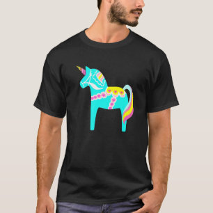 Camiseta Mint Green Dala Horse Unicorn Sueco Horse Nordic
