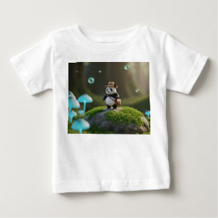 Camiseta Minúsculo Explorador Panda 3D na Floresta Mística