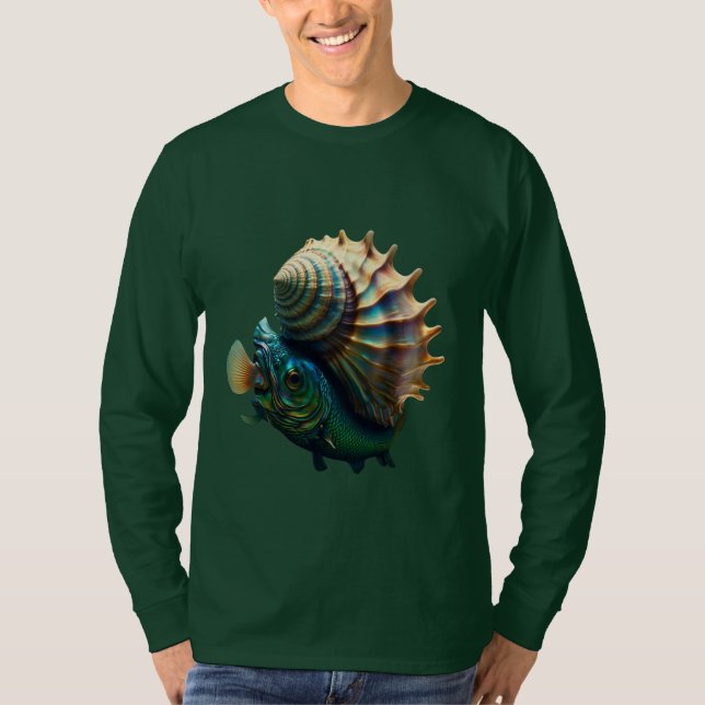Camiseta Miracle Fish and Conch" Camisa-T de manga longa bá (Frente)