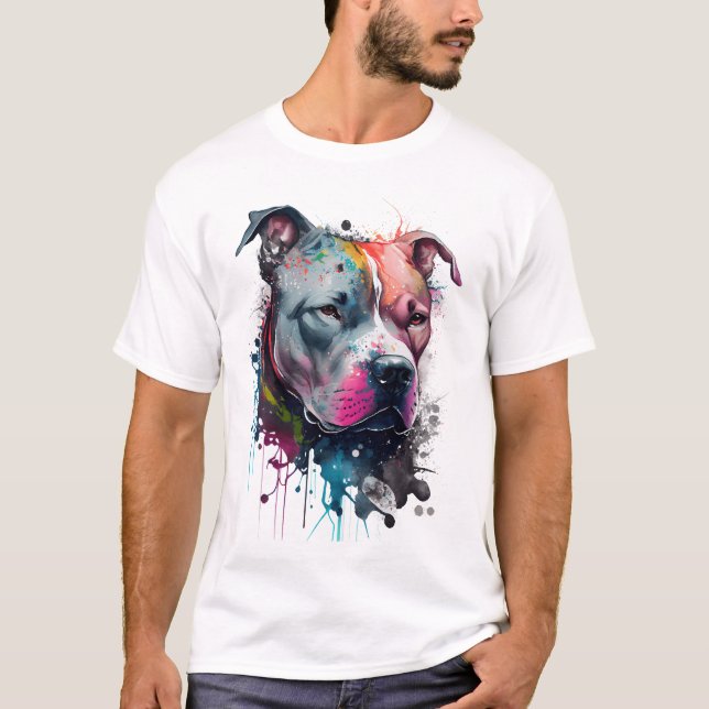 Camiseta Mirada seria + corazón amável: pitbull (Frente)
