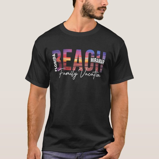 Camiseta Miramar Beach Palm Trees Beach Flórida Fa de Vacin (Frente)